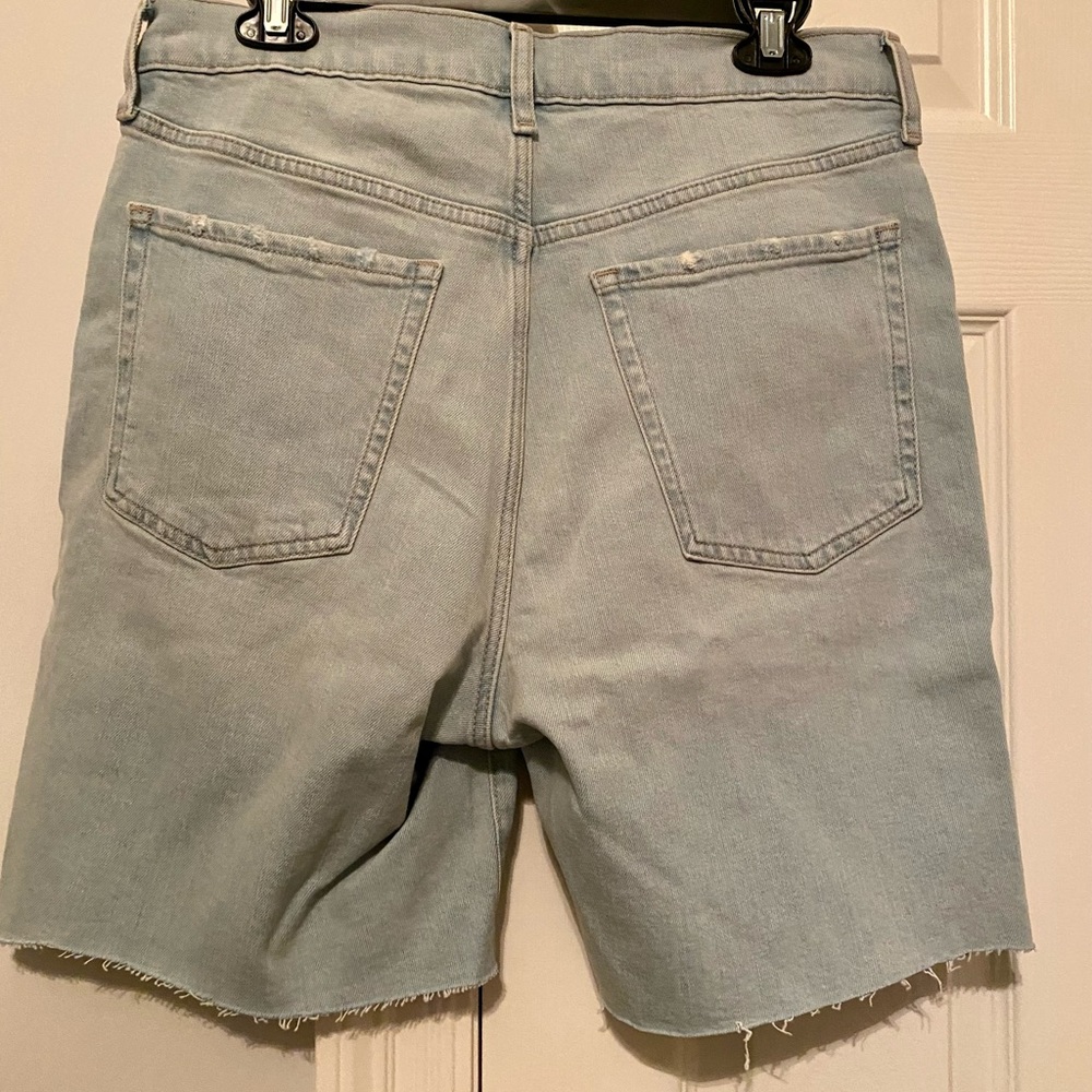 Extra High-Waisted Button-Fly Sky-Hi Straight Cut-Off Jean Shorts